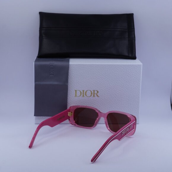 Dior WILDIOR S2U 73D0 Sunglasses Fuchsia Rectangle Frame, Bordeaux Lenses - Picture 12 of 14